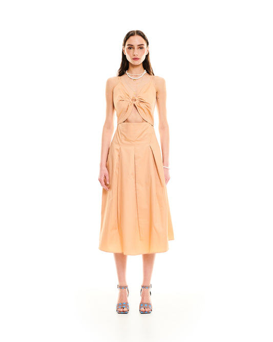 CUT-OUT MIDI DRESS - BEIGE