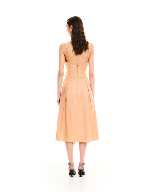 CUT-OUT MIDI DRESS - BEIGE