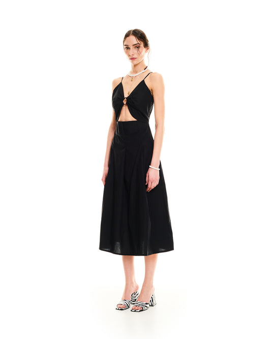 CUT-OUT MIDI DRESS - BLACK