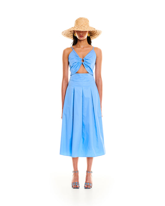 CUT-OUT MIDI DRESS - LIGHT BLUE