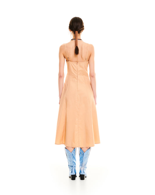 BUSTIER-STYLE MIDI DRESS - BEIGE