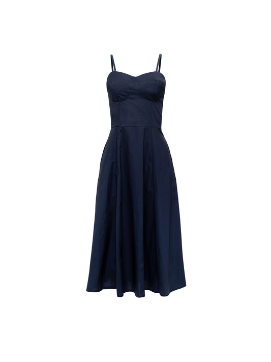BUSTIER-STYLE MIDI DRESS - DARK BLUE