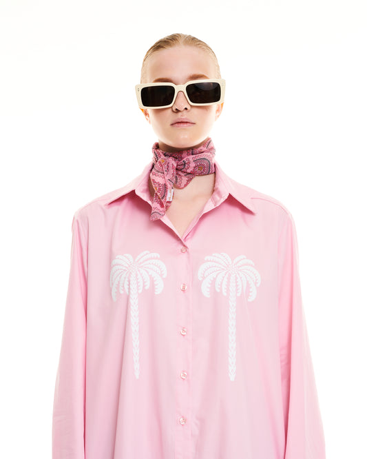 PALM TREE MAXI SHIRT/DRESS - PINK