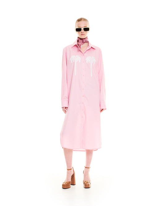 PALM TREE MAXI SHIRT/DRESS - PINK