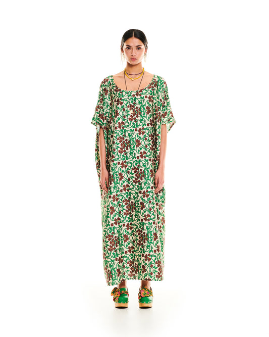 KAFTAN DRESS - FLORAL IVORY