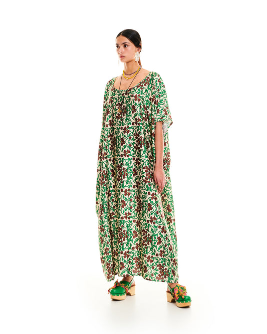 KAFTAN DRESS - FLORAL IVORY