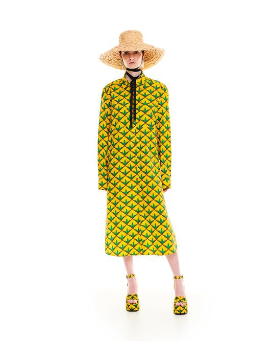 MAXI COTTON SHIRT/DRESS - ANANAS