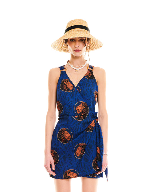WRAP MINI DRESS - LEO JUNGLE