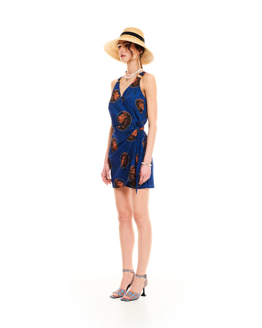 WRAP MINI DRESS - LEO JUNGLE