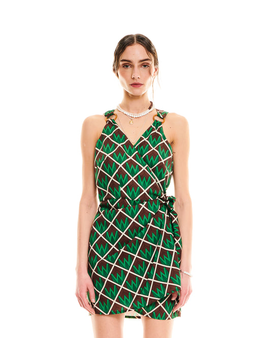 WRAP MINI DRESS - W LOGO