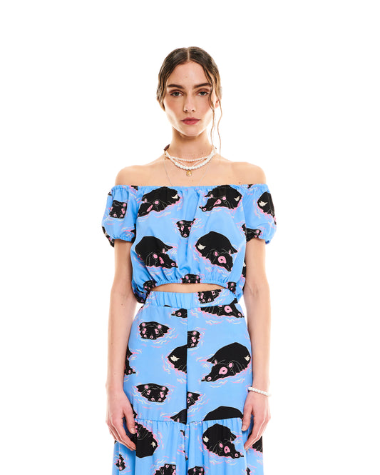 SCOOP-NECK CROP TOP - HIPPO
