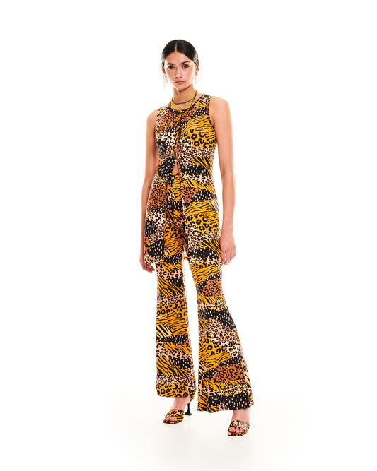 CUT-OUT SLIM-FIT JERSEY TUNIC - ANIMAL PRINTS