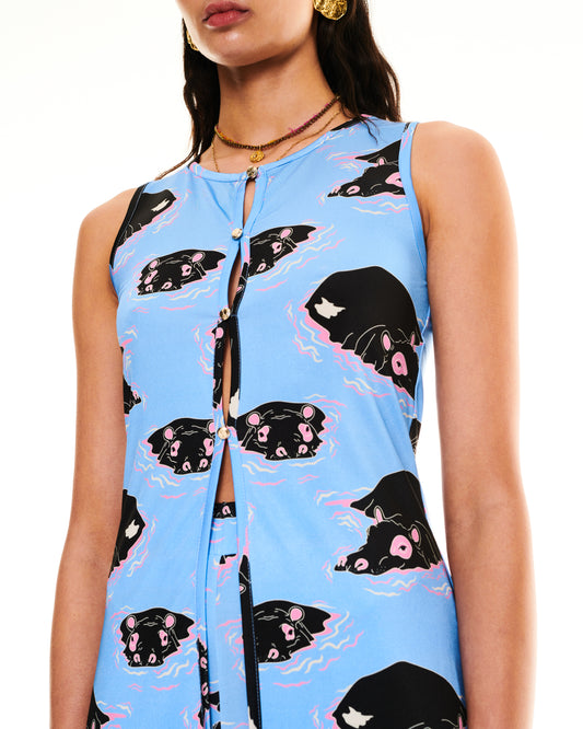CUT-OUT SLIM-FIT JERSEY TUNIC - HIPPO