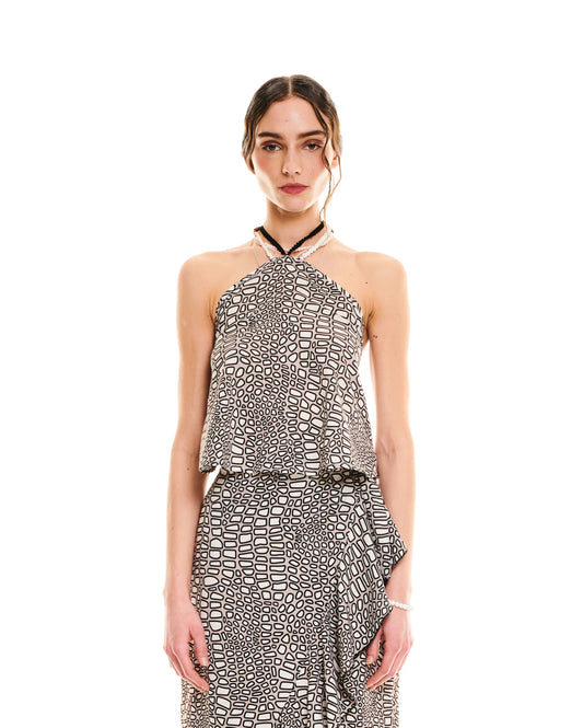 HALTER-NECK A-LINE TOP - EARTH