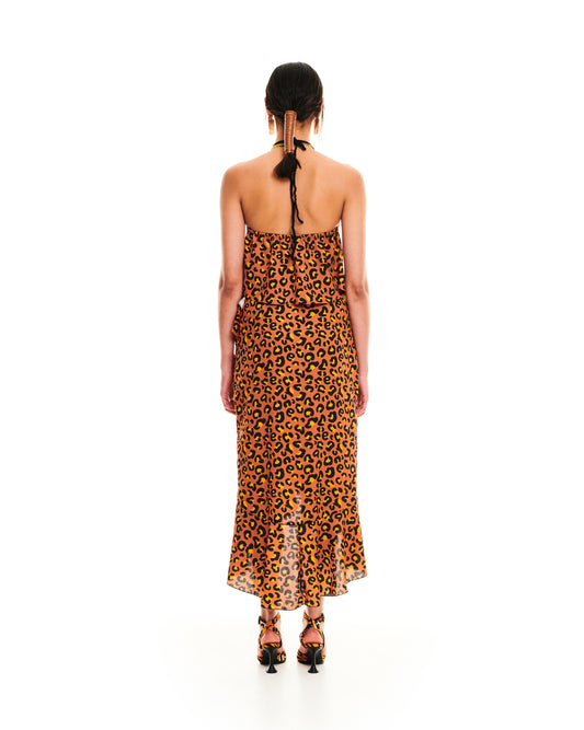HALTER-NECK A-LINE TOP - LEOPARD LOGO