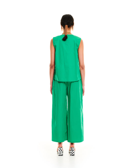 SLEEVELESS COTTON SHIRT - GREEN