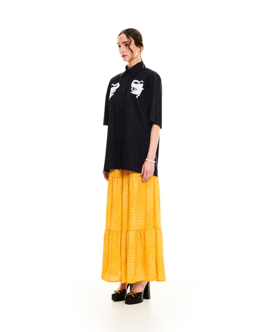 SHORT-SLEEVE COTTON SHIRT - BLACK