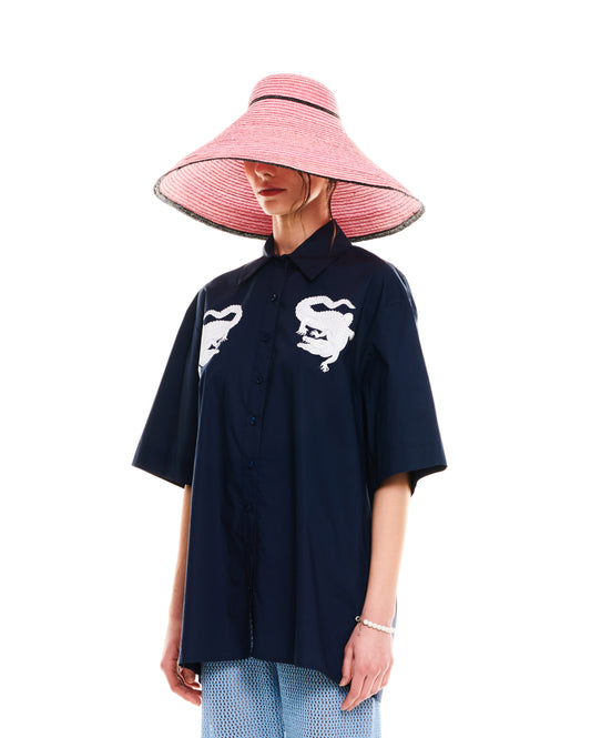 SHORT-SLEEVE COTTON SHIRT - BLUE