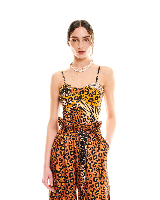 BUSTIER-STYLE JERSEY TOP - ANIMAL PRINTS
