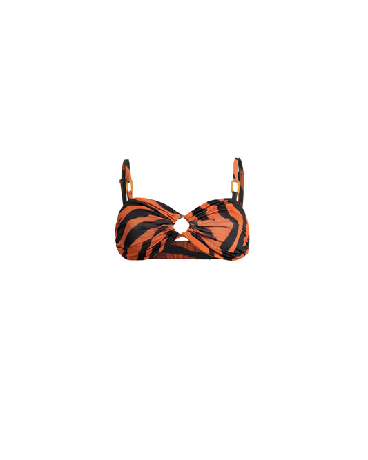 BIKINI-STYLE JERSEY TOP - ZEBRA BROWN