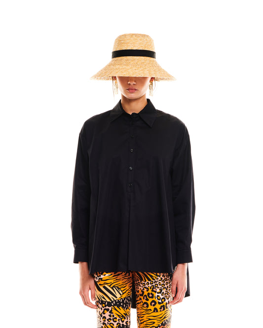 OVERSIZED ASSYMETRIC SHIRT - BLACK