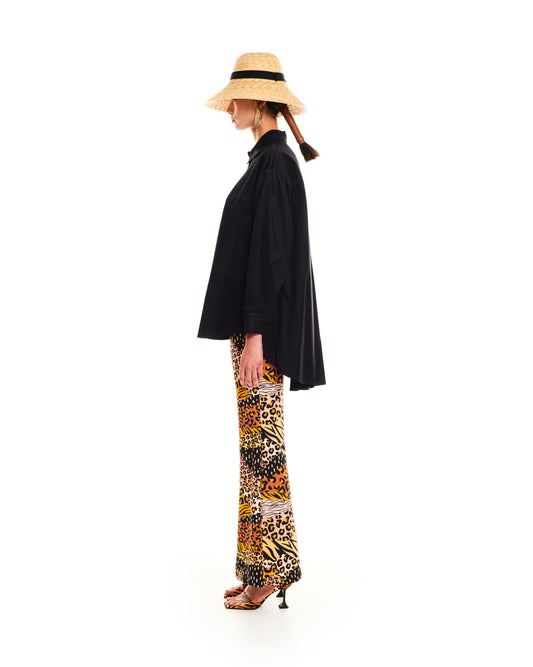 OVERSIZED ASSYMETRIC SHIRT - BLACK