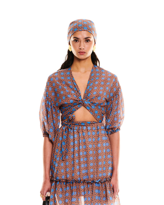 FRONT-TIE FASTENING TOP - RATTAN