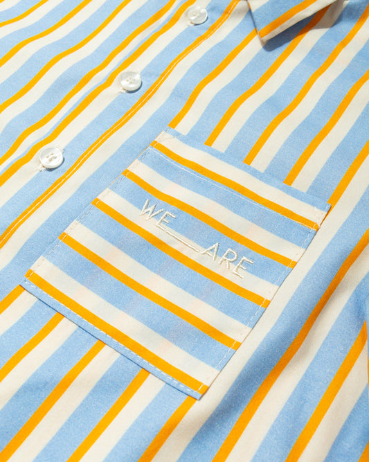 SHORT-SLEEVE COTTON SHIRT STRIPES BLUE