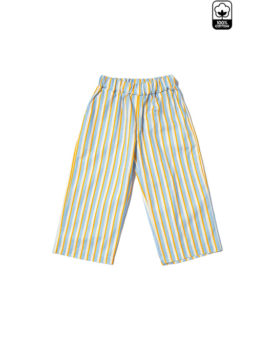UNISEX ELASTICATED-WAIST PANTS STRIPES BLUE