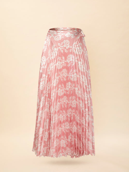 PLEATED WRAP PRINTED SKIRT KOURTINAKI PINK