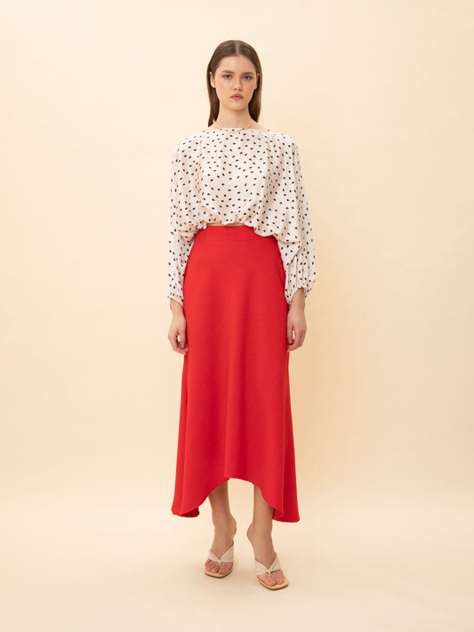 ASYMMETRIC SKIRT RED