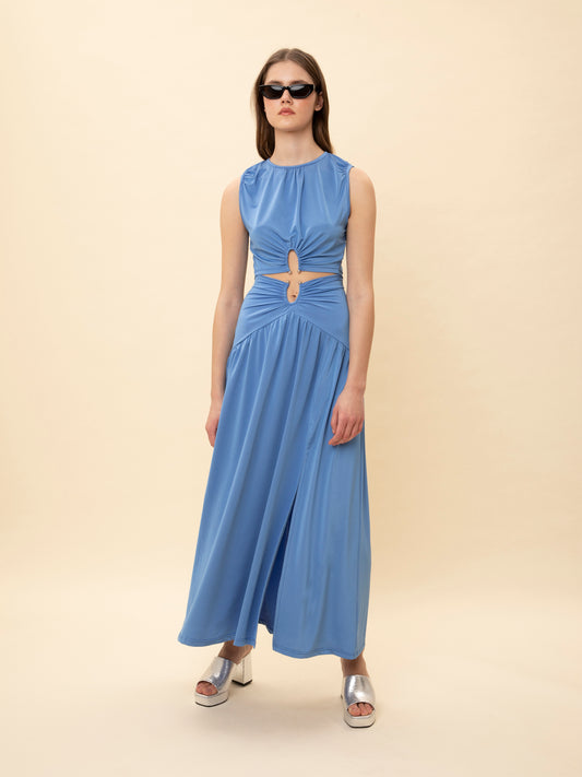 RING-DETAIL JERSEY SKIRT LIGHT BLUE