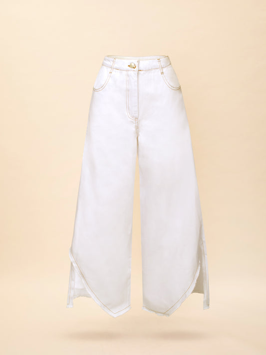 WIDE-LEG DENIM PANTS WHITE
