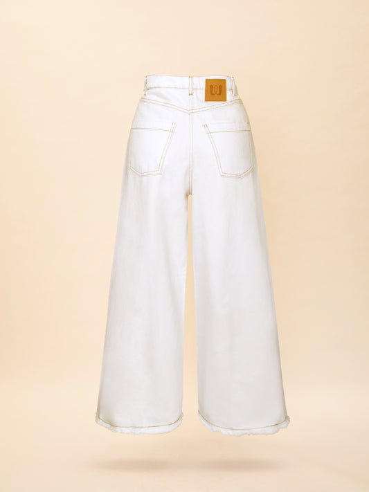 WIDE-LEG DENIM PANTS WHITE