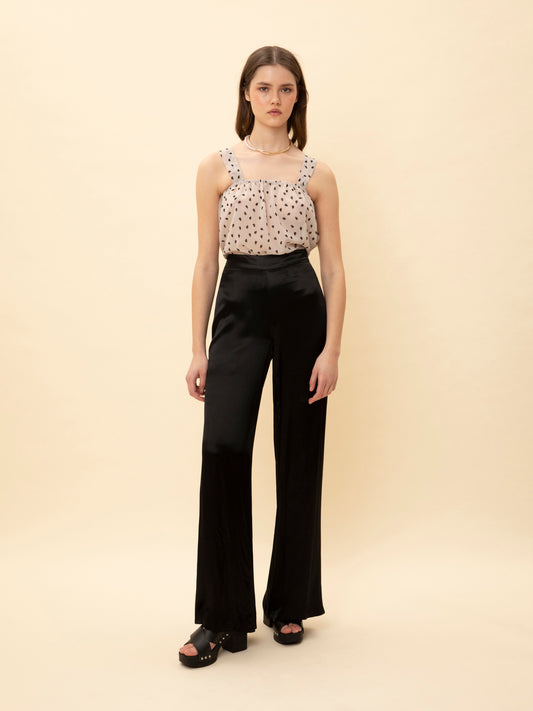 SATIN PANTS BLACK