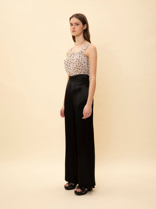 SATIN PANTS BLACK