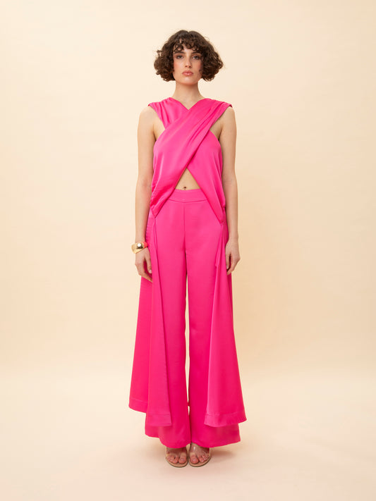 SATIN PANTS FUCHSIA