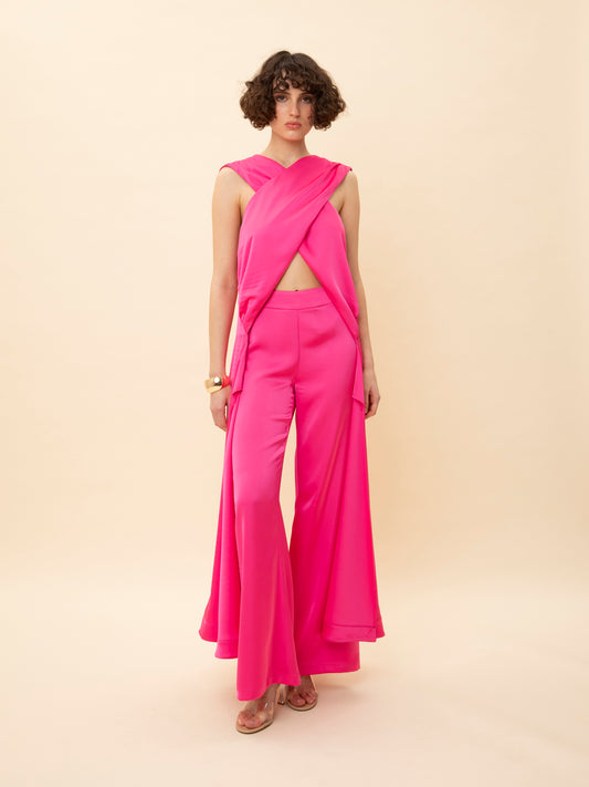 SATIN PANTS FUCHSIA