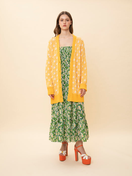 JACQUARD KNIT CARDIGAN BOAT YELLOW