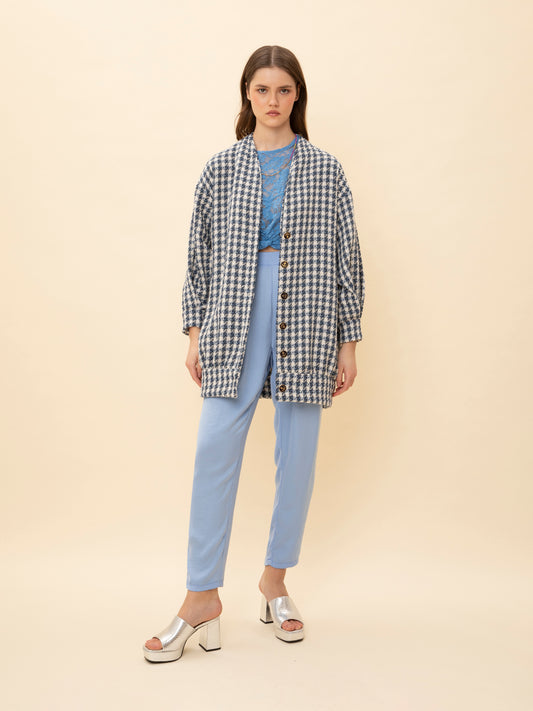 TWEED OVERSIZED JACKET BLUE