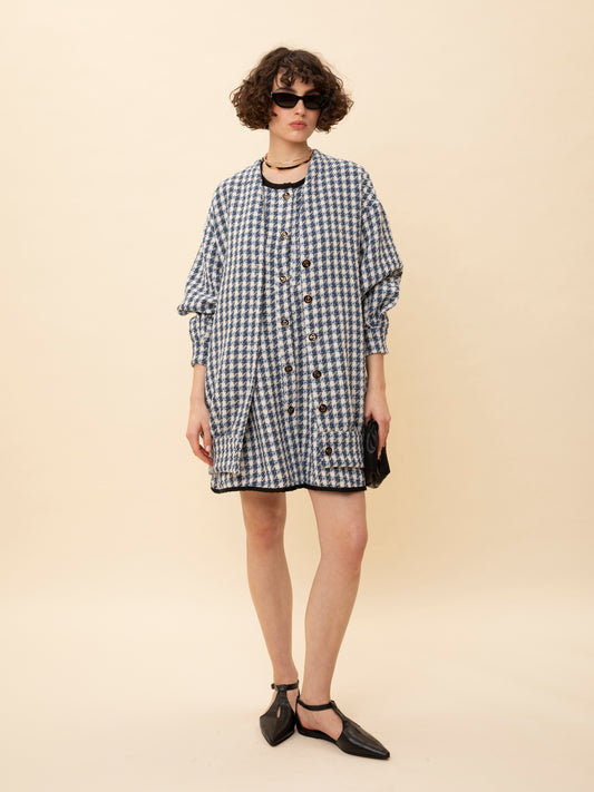 TWEED OVERSIZED JACKET BLUE