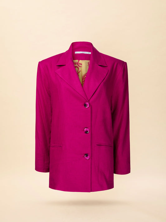 LINEN OVERSIZED BLAZER MAGENTA