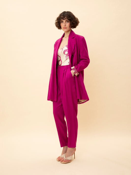 LINEN OVERSIZED BLAZER MAGENTA