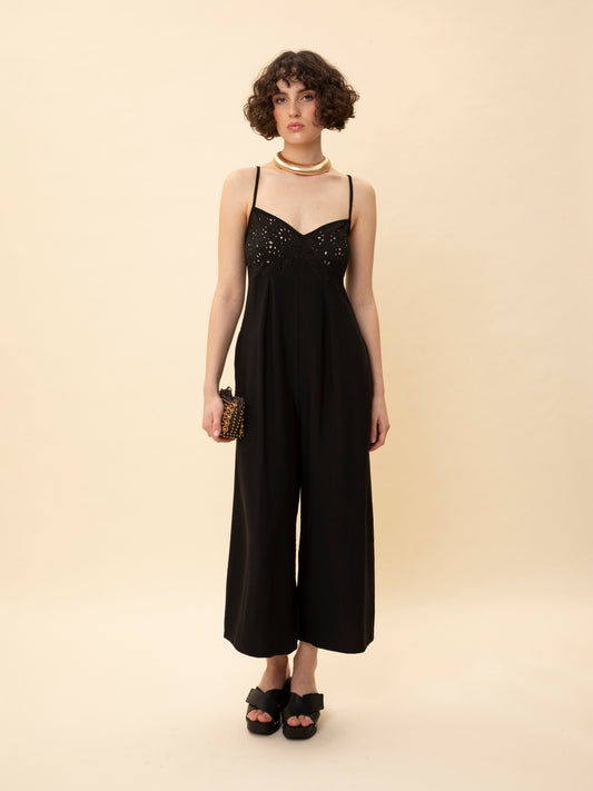 SWEETHEART NECKLINE JUMPSUIT BLACK
