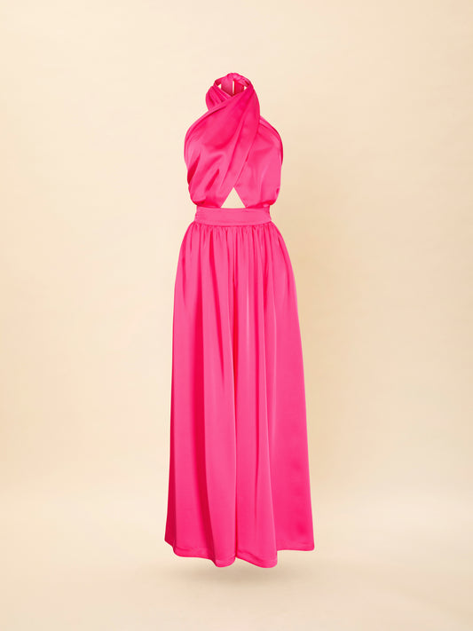 X-BUST LONG JUMPSUIT FUCHSIA