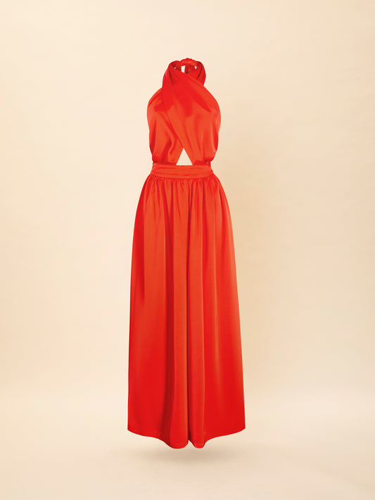 X-BUST LONG JUMPSUIT RED