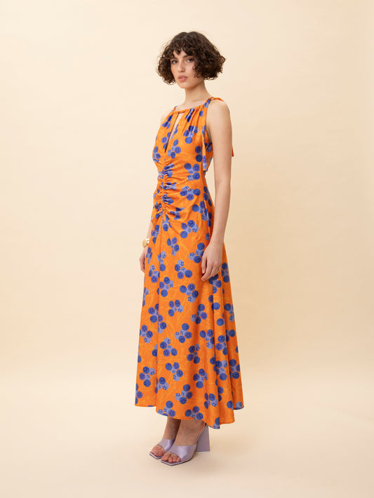 RUCHED JERSEY DRESS BLUEBERRIES