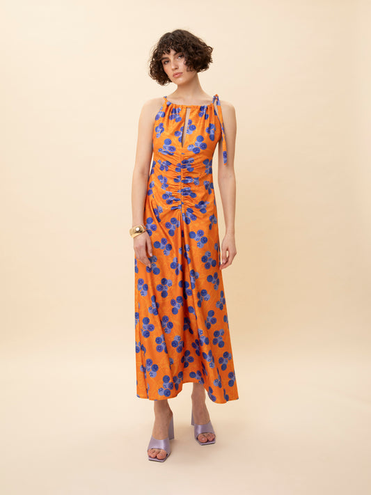 RUCHED JERSEY DRESS BLUEBERRIES