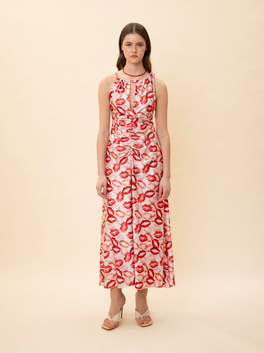 RUCHED JERSEY DRESS KISSES