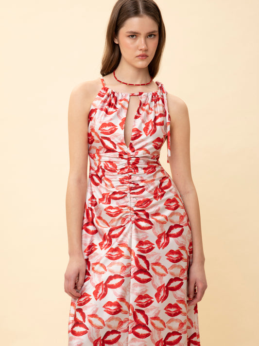 RUCHED JERSEY DRESS KISSES